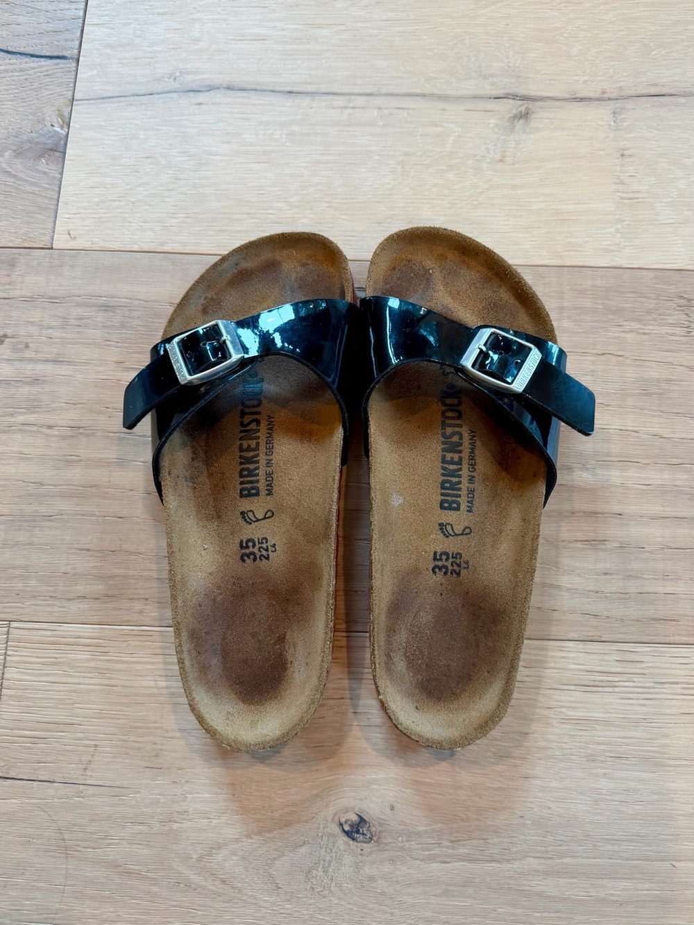 Birkenstock Black Patent Slide Sandals